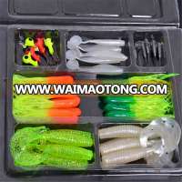 35Pcs Soft Worm Lure Carp Fishing Lure Set + 10 Lead Head Jig Hooks Simulation Suite Soft Fishing Baits Set Tackle Pesca